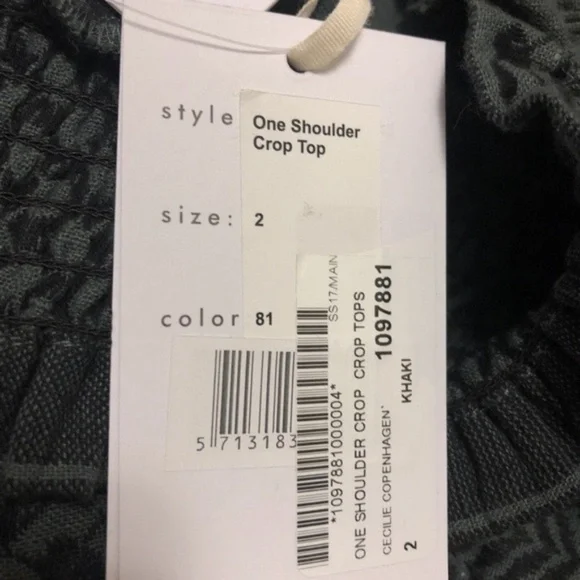 NEW CECILE COPENHAGEN sz 2 CROP One Shoulder Ruffle - Picture 6 of 8